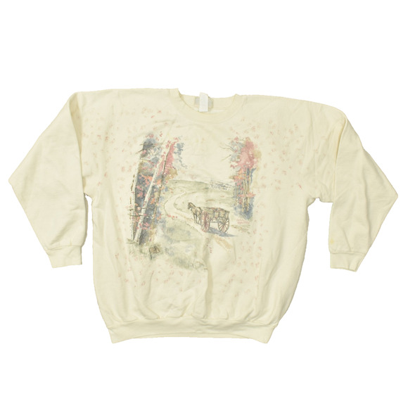 Northern Reflections Men's Vintage Crewneck Sweatshirt Cream Graphic XL Stained - Picture 1 of 8